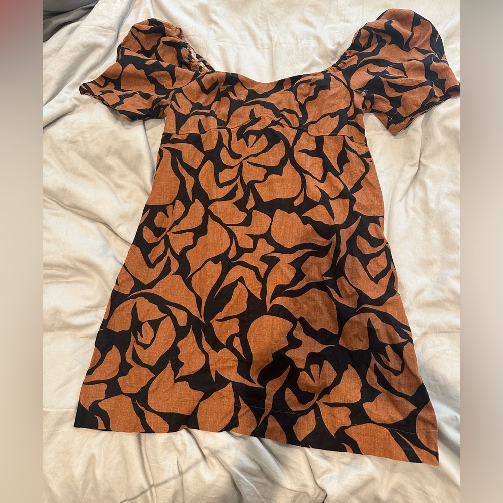 Linen dress from A New Day, brown/ black size L